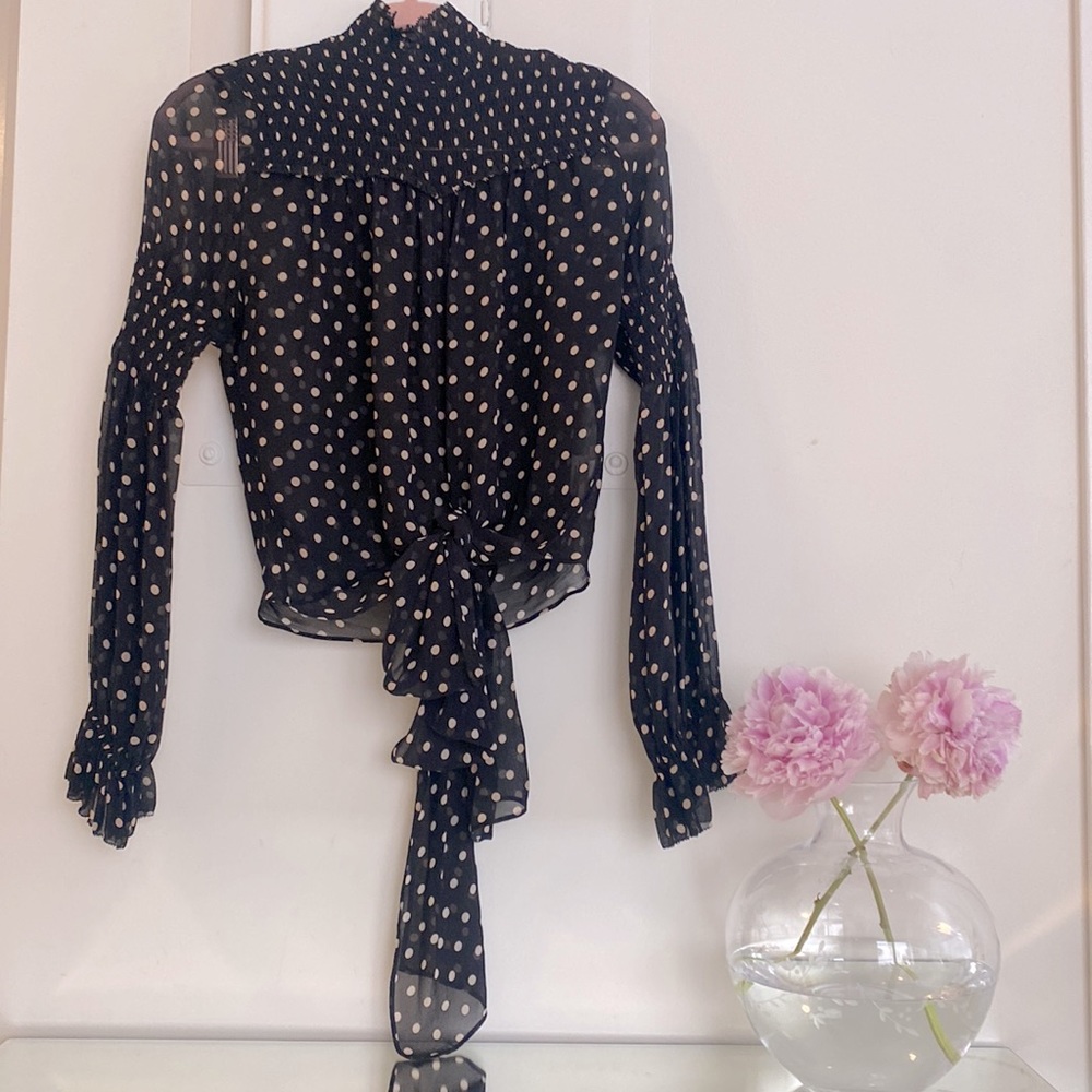 Silk Polka Dot Nicholas Top Turtleneck